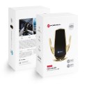 Uchwyt na telefon do samochodu indukcyjny automatyczny Forcell F-Grip HS1 Qi 15W do szyby / kratki złoty