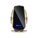 Uchwyt na telefon do samochodu indukcyjny automatyczny Forcell F-Grip HS1 Qi 15W do szyby / kratki złoty