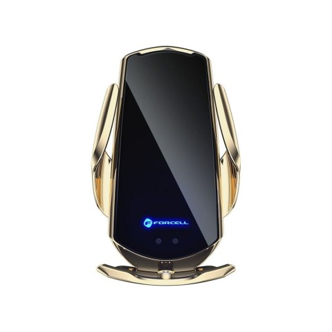 Uchwyt na telefon do samochodu indukcyjny automatyczny Forcell F-Grip HS1 Qi 15W do szyby / kratki złoty Uchwyt na telefon do samochodu indukcyjny automatyczny Forcell F-Grip HS1 Qi 15W do szyby / kratki złoty