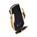 Uchwyt na telefon do samochodu indukcyjny automatyczny Forcell F-Grip HS1 Qi 15W do szyby / kratki złoty