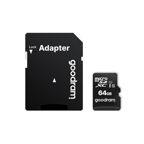 GOODRAM karta pamięci microSD 64GB 100MB/s class 10 UHS I z adapterem SD GOODRAM karta pamięci microSD 64GB 100MB/s class 10 UHS I z adapterem SD