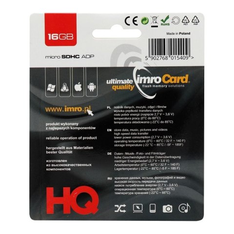IMRO karta pamięci microSD 16GB z adapterem SD IMRO karta pamięci microSD 16GB z adapterem SD