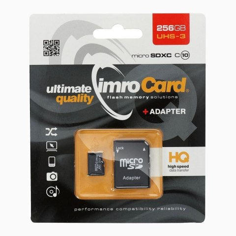 IMRO karta pamięci microSD 256GB 100MB/s class 10 UHS 3 z adapterem SD IMRO karta pamięci microSD 256GB 100MB/s class 10 UHS 3 z adapterem SD