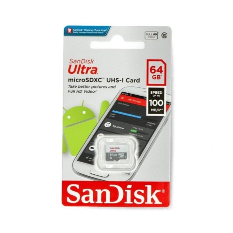 SANDISK karta pamięci ULTRA micro SDXC 64GB 100MB/s class 10 SANDISK karta pamięci ULTRA micro SDXC 64GB 100MB/s class 10
