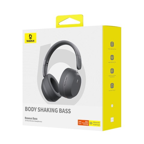 Baseus słuchawki bezprzewodowe Bass 35 Max Wireless Headphones szare Baseus słuchawki bezprzewodowe Bass 35 Max Wireless Headphones szare