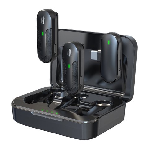 Devia mikrofon do telefonu Kintone USB-C bezprzewodowy podwójny krawatowy czarny Devia mikrofon do telefonu Kintone USB-C bezprzewodowy podwójny krawatowy czarny