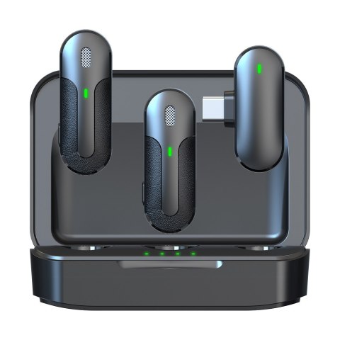 Devia mikrofon do telefonu Kintone USB-C bezprzewodowy podwójny krawatowy czarny Devia mikrofon do telefonu Kintone USB-C bezprzewodowy podwójny krawatowy czarny