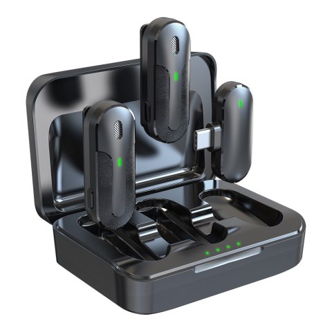 Devia mikrofon do telefonu Kintone USB-C bezprzewodowy podwójny krawatowy czarny Devia mikrofon do telefonu Kintone USB-C bezprzewodowy podwójny krawatowy czarny