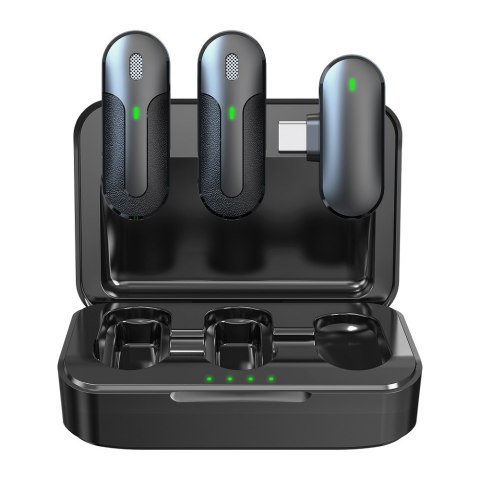 Devia mikrofon do telefonu Kintone USB-C bezprzewodowy podwójny krawatowy czarny Devia mikrofon do telefonu Kintone USB-C bezprzewodowy podwójny krawatowy czarny