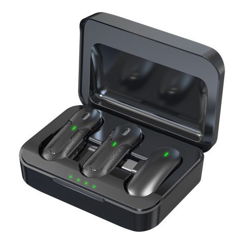 Devia mikrofon do telefonu Kintone USB-C bezprzewodowy podwójny krawatowy czarny Devia mikrofon do telefonu Kintone USB-C bezprzewodowy podwójny krawatowy czarny