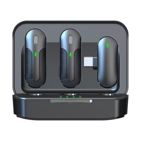 Devia mikrofon do telefonu Kintone USB-C bezprzewodowy podwójny krawatowy czarny Devia mikrofon do telefonu Kintone USB-C bezprzewodowy podwójny krawatowy czarny