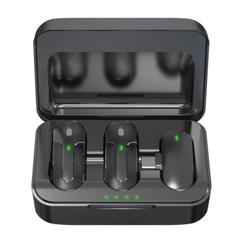 Devia mikrofon do telefonu Kintone USB-C bezprzewodowy podwójny krawatowy czarny Devia mikrofon do telefonu Kintone USB-C bezprzewodowy podwójny krawatowy czarny