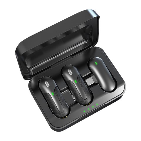 Devia mikrofon do telefonu Kintone USB-C bezprzewodowy podwójny krawatowy czarny Devia mikrofon do telefonu Kintone USB-C bezprzewodowy podwójny krawatowy czarny