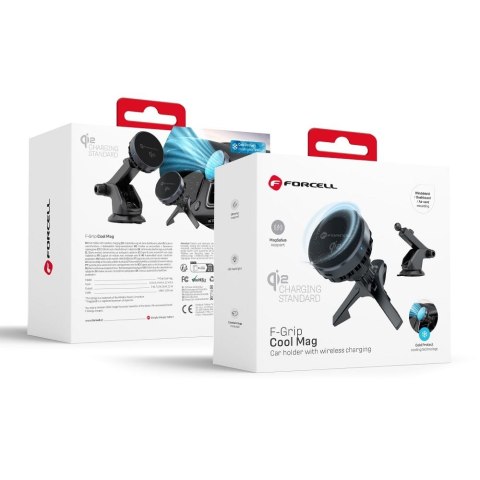 Uchwyt na telefon do samochodu magnetyczny zgodny z MagSafe Forcell F-Grip Cool Mag z technologią chłodzenia Cold Protect Qi2 15