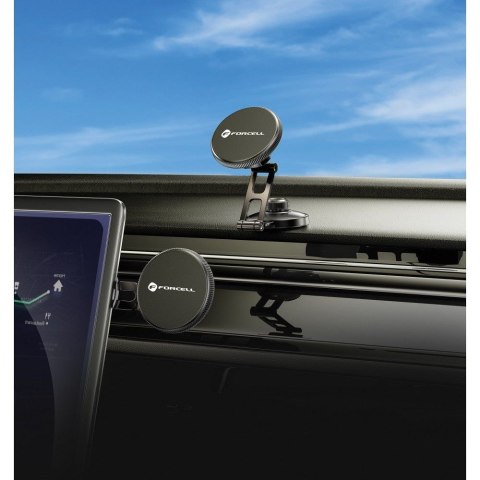 Uchwyt na telefon do samochodu magnetyczny zgodny z MagSafe Forcell F-Grip IronSecure do szyby / deski czarny Uchwyt na telefon do samochodu magnetyczny zgodny z MagSafe Forcell F-Grip IronSecure do szyby / deski czarny
