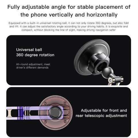 Uchwyt na telefon do samochodu magnetyczny zgodny z MagSafe Forcell F-Grip IronSecure do szyby / deski czarny Uchwyt na telefon do samochodu magnetyczny zgodny z MagSafe Forcell F-Grip IronSecure do szyby / deski czarny