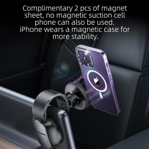 Uchwyt na telefon do samochodu magnetyczny zgodny z MagSafe Forcell F-Grip MagFlex do szyby / deski czarny Uchwyt na telefon do samochodu magnetyczny zgodny z MagSafe Forcell F-Grip MagFlex do szyby / deski czarny