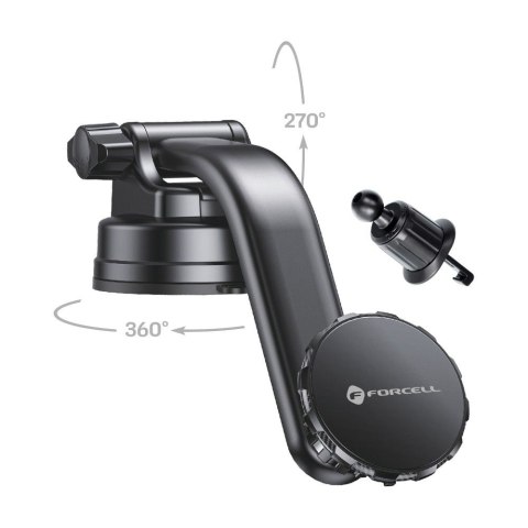 Uchwyt na telefon do samochodu magnetyczny Forcell F-Grip MagLuxe do szyby / deski / kratki czarny Uchwyt na telefon do samochodu magnetyczny Forcell F-Grip MagLuxe do szyby / deski / kratki czarny