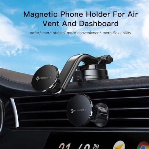 Uchwyt na telefon do samochodu magnetyczny Forcell F-Grip MagLuxe do szyby / deski / kratki czarny Uchwyt na telefon do samochodu magnetyczny Forcell F-Grip MagLuxe do szyby / deski / kratki czarny