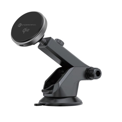 Uchwyt na telefon do samochodu magnetyczny zgodny z MagSafe Forcell F-Grip Rapid Charge Qi2 15W do szyby / deski / kratki szary Uchwyt na telefon do samochodu magnetyczny zgodny z MagSafe Forcell F-Grip Rapid Charge Qi2 15W do szyby / deski / kratki szary