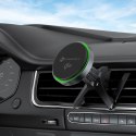 Uchwyt na telefon do samochodu magnetyczny zgodny z MagSafe Forcell F-Grip Rapid Charge Qi2 15W do szyby / deski / kratki szary
