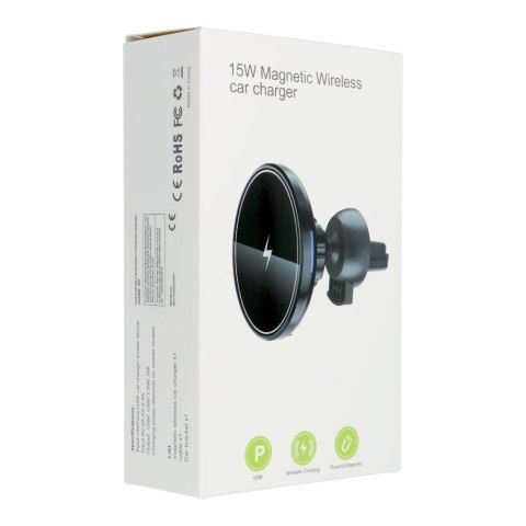 Uchwyt samochodowy magnetyczny do kratki z ładowaniem indukcyjnym kompatybilny z MagSafe 15W D7 czarny Uchwyt samochodowy magnetyczny do kratki z ładowaniem indukcyjnym kompatybilny z MagSafe 15W D7 czarny