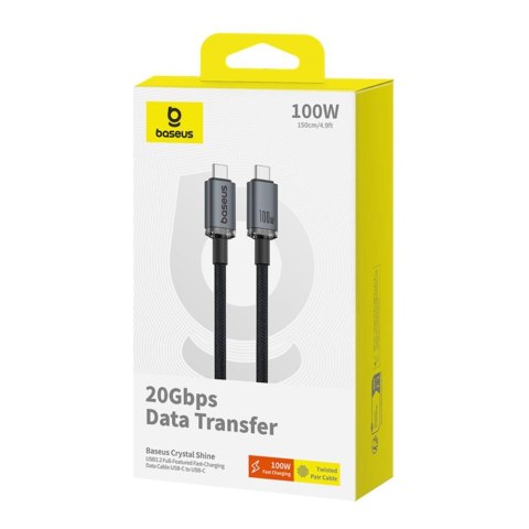 Baseus kabel Crystal Shine USB3.2 Full-Featured Fast-Charging Data Cable USB-C to USB-C 100W 1.5m 20Gb Cluster czarny Baseus kabel Crystal Shine USB3.2 Full-Featured Fast-Charging Data Cable USB-C to USB-C 100W 1.5m 20Gb Cluster czarny