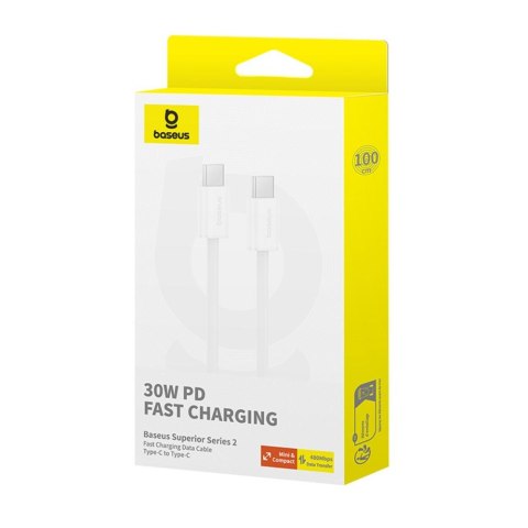 Baseus kabel Superior Series 2 Fast Charging Data Cable Type-C to Type-C 30W 2m biały Baseus kabel Superior Series 2 Fast Charging Data Cable Type-C to Type-C 30W 2m biały