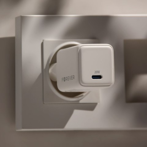 Forever ładowarka sieciowa GaN PD QC TC-08-20C 1x USB-C 20W biała Forever ładowarka sieciowa GaN PD QC TC-08-20C 1x USB-C 20W biała