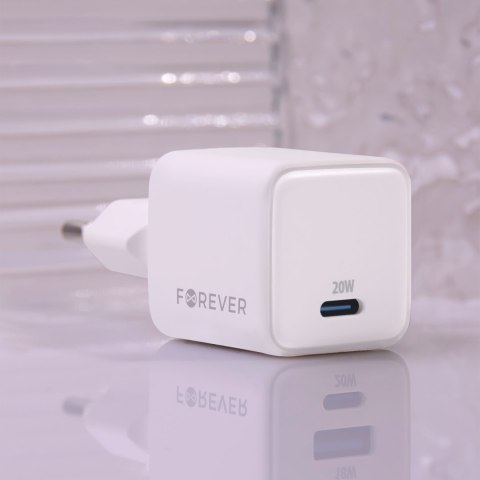Forever ładowarka sieciowa GaN PD QC TC-08-20C 1x USB-C 20W biała Forever ładowarka sieciowa GaN PD QC TC-08-20C 1x USB-C 20W biała