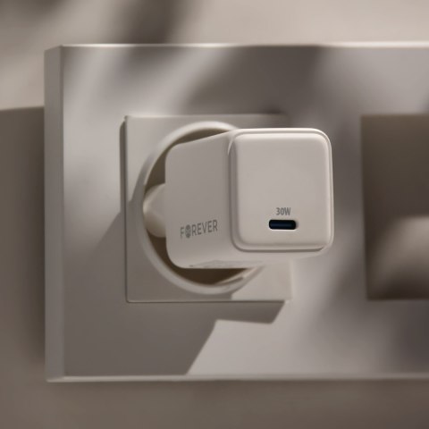 Forever ładowarka sieciowa GaN PD QC TC-08-30C 1x USB-C 30W biała Forever ładowarka sieciowa GaN PD QC TC-08-30C 1x USB-C 30W biała