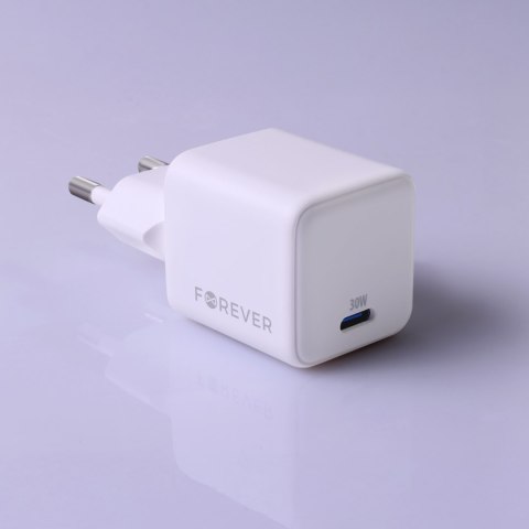 Forever ładowarka sieciowa GaN PD QC TC-08-30C 1x USB-C 30W biała Forever ładowarka sieciowa GaN PD QC TC-08-30C 1x USB-C 30W biała