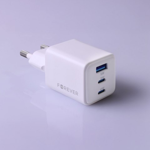 Forever ładowarka sieciowa GaN PD QC TC-08-65ACC 2x USB-C 1x USB 65W biała Forever ładowarka sieciowa GaN PD QC TC-08-65ACC 2x USB-C 1x USB 65W biała