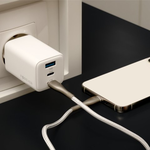 Forever ładowarka sieciowa GaN PD QC TC-08-65ACC 2x USB-C 1x USB 65W biała Forever ładowarka sieciowa GaN PD QC TC-08-65ACC 2x USB-C 1x USB 65W biała