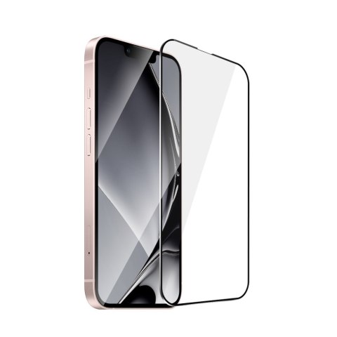 Szkło hartowane z metalową ramką do iPhone 13 / 13 Pro 6,1'' / 14 / 16e 6,1" czarna ramka Szkło hartowane z metalową ramką do iPhone 13 / 13 Pro 6,1'' / 14 / 16e 6,1" czarna ramka