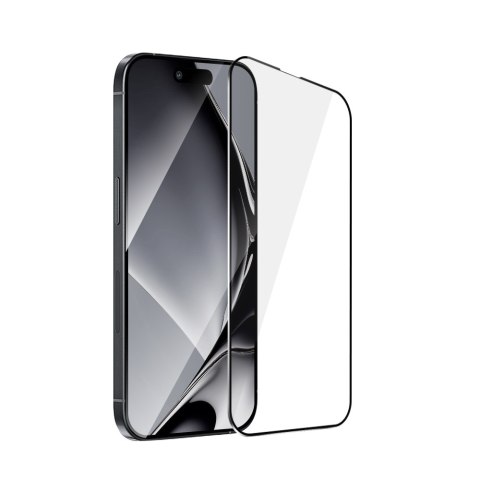 Szkło hartowane z metalową ramką do iPhone 15 Pro Max 6,7" czarna ramka Szkło hartowane z metalową ramką do iPhone 15 Pro Max 6,7" czarna ramka