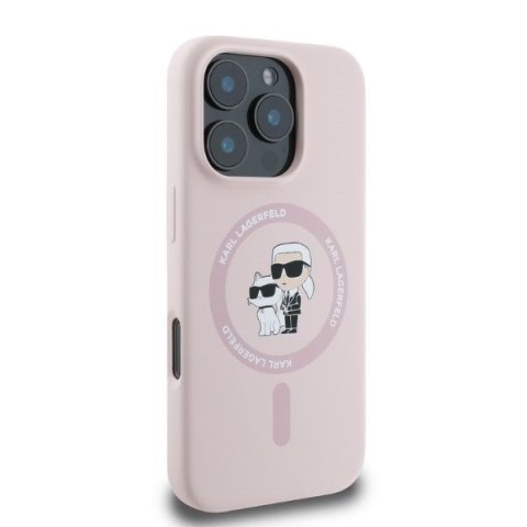 Karl Lagerfeld nakładka do iPhone 16 Pro 6,3" KLHMP16LSCMKCRHP różowa hardcase Silicone KC Heads Ring MagSafe Karl Lagerfeld nakładka do iPhone 16 Pro 6,3" KLHMP16LSCMKCRHP różowa hardcase Silicone KC Heads Ring MagSafe