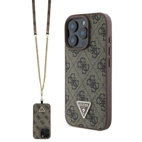 Guess nakładka Leather Metal Logo Strass Crossbody do iPhone 16 Pro 6,3" GUHCP16LP4TDSCPW brązowa Guess nakładka Leather Metal Logo Strass Crossbody do iPhone 16 Pro 6,3" GUHCP16LP4TDSCPW brązowa