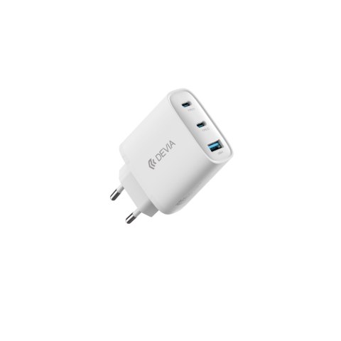 Devia ładowarka sieciowa Extreme PD GaN 65W 2x USB-C 1x USB biała + kabel USB-C - USB-C do laptopa Devia ładowarka sieciowa Extreme PD GaN 65W 2x USB-C 1x USB biała + kabel USB-C - USB-C do laptopa