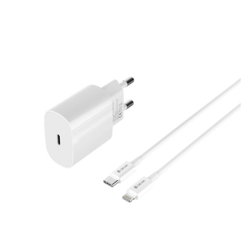 Devia ładowarka sieciowa Rocket PD 20W 1x USB-C biała + kabel USB-C - Lightning Devia ładowarka sieciowa Rocket PD 20W 1x USB-C biała + kabel USB-C - Lightning