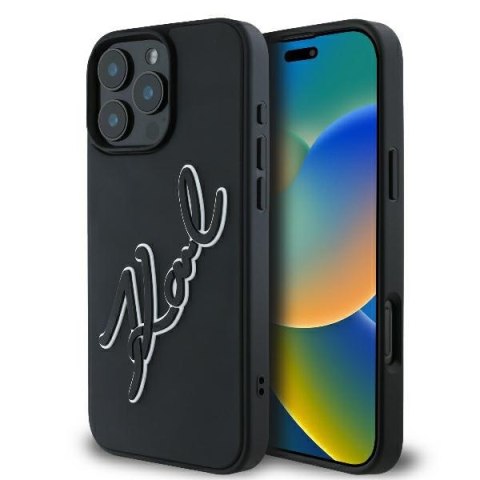 Karl Lagerfeld nakładka do iPhone 16 Pro 6,3" KLHCP16L3DRKSDLK czarna Hardcase 3D Rubber Bicolor Signature Karl Lagerfeld nakładka do iPhone 16 Pro 6,3" KLHCP16L3DRKSDLK czarna Hardcase 3D Rubber Bicolor Signature