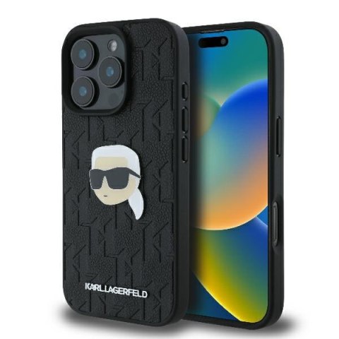 Karl Lagerfeld nakładka do iPhone 16 Pro 6,3" KLHCP16LPGKLKIPK czarna Hardcase Monogram Karl Head Pin Karl Lagerfeld nakładka do iPhone 16 Pro 6,3" KLHCP16LPGKLKIPK czarna Hardcase Monogram Karl Head Pin