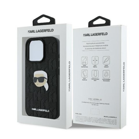 Karl Lagerfeld nakładka do iPhone 16 Pro 6,3" KLHCP16LPGKLKIPK czarna Hardcase Monogram Karl Head Pin Karl Lagerfeld nakładka do iPhone 16 Pro 6,3" KLHCP16LPGKLKIPK czarna Hardcase Monogram Karl Head Pin