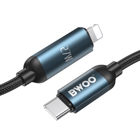 BWOO kabel Pleciony USB-C - Lightning 1m 27W z animowanym podświetleniem czarny BWOO kabel Pleciony USB-C - Lightning 1m 27W z animowanym podświetleniem czarny