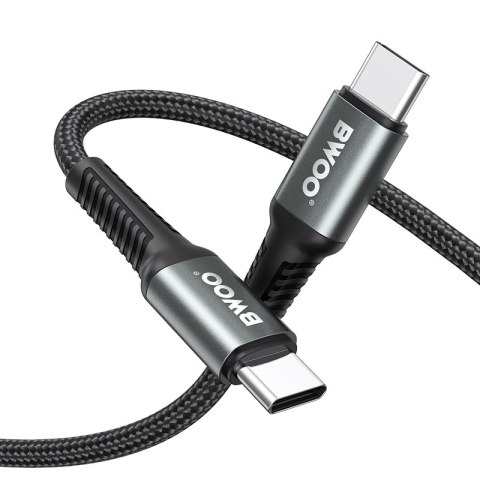 BWOO kabel Pleciony USB-C - USB-C 2m 60W, czarny BWOO kabel Pleciony USB-C - USB-C 2m 60W, czarny
