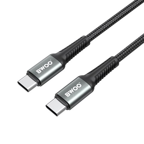 BWOO kabel Pleciony USB-C - USB-C 2m 60W, czarny BWOO kabel Pleciony USB-C - USB-C 2m 60W, czarny