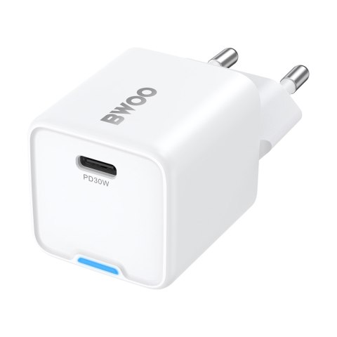 BWOO ładowarka sieciowa PD GaN USB-C 30W biała BWOO ładowarka sieciowa PD GaN USB-C 30W biała