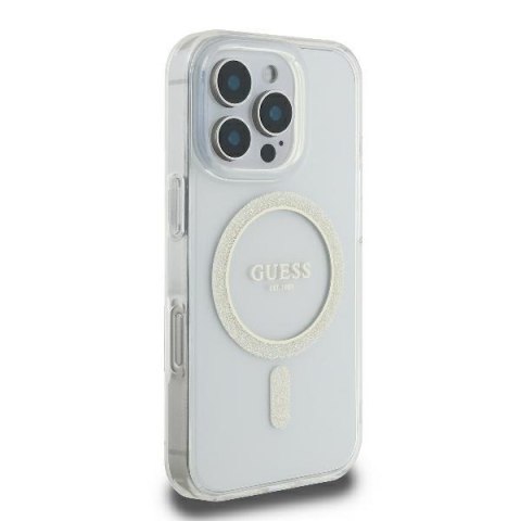 Guess nakładka HC MagSafe IML Glitter Circle do iPhone 16 Pro 6,3" przezroczysta Guess nakładka HC MagSafe IML Glitter Circle do iPhone 16 Pro 6,3" przezroczysta