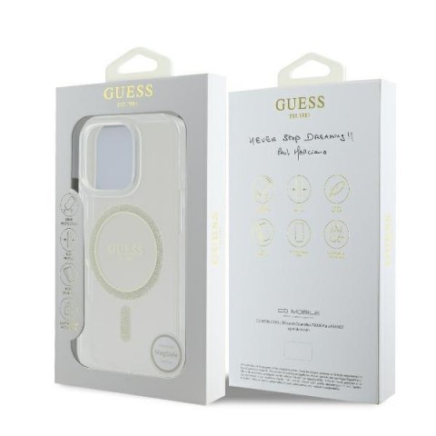 Guess nakładka HC MagSafe IML Glitter Circle do iPhone 16 Pro 6,3" przezroczysta Guess nakładka HC MagSafe IML Glitter Circle do iPhone 16 Pro 6,3" przezroczysta
