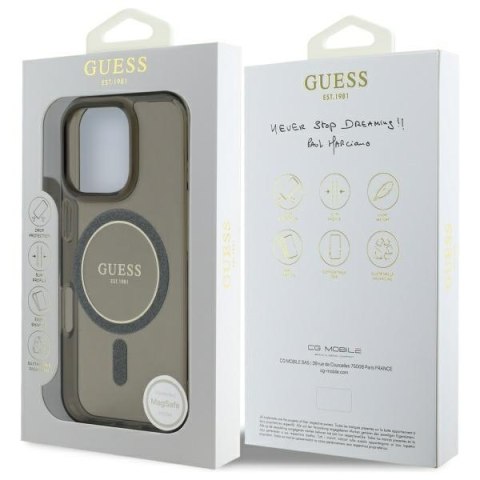 Guess nakładka HC MagSafe IML Glitter Circle do iPhone 16 Pro Max 6,9" czarna Guess nakładka HC MagSafe IML Glitter Circle do iPhone 16 Pro Max 6,9" czarna